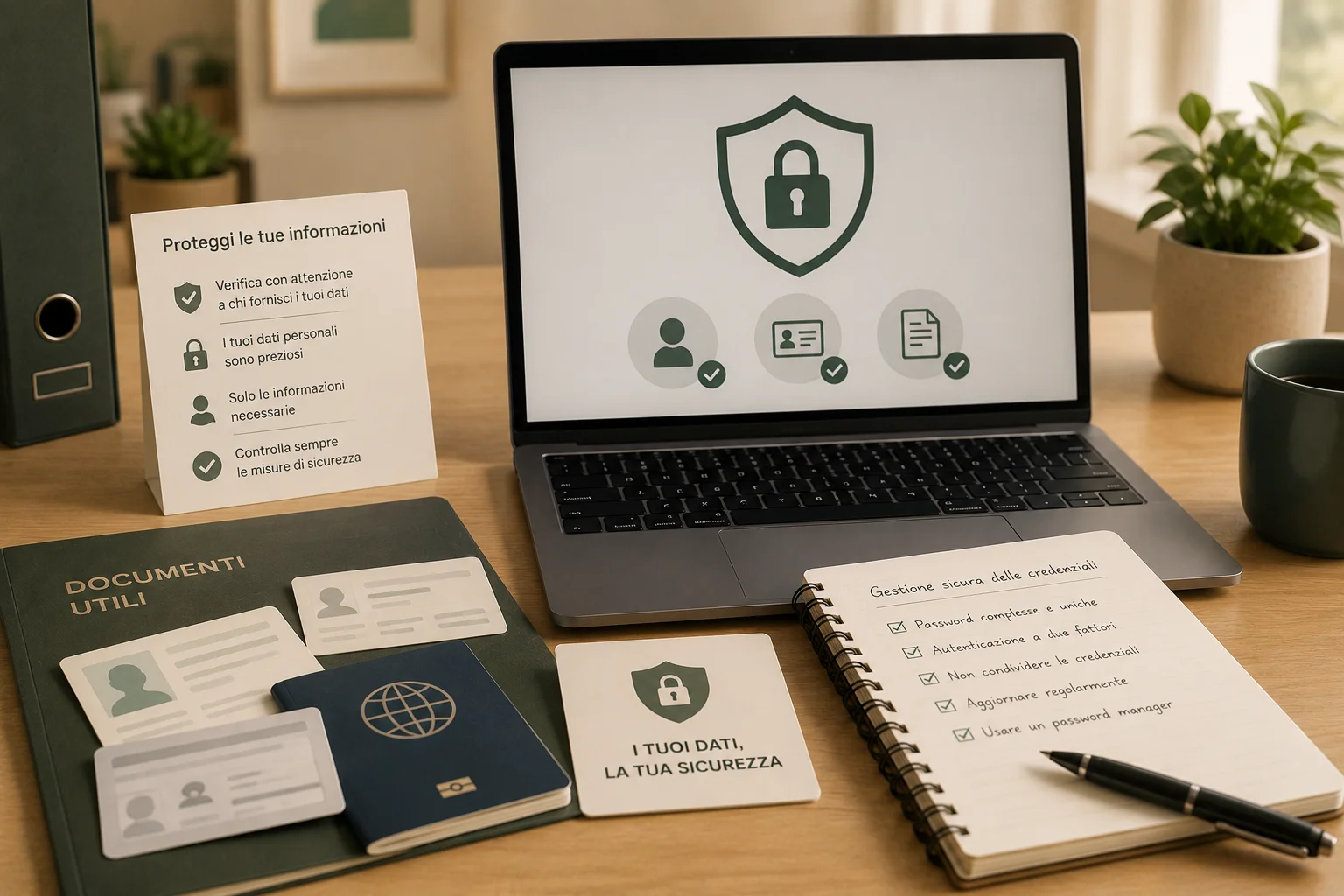 Documenti personali e impostazioni di sicurezza controllati con attenzione